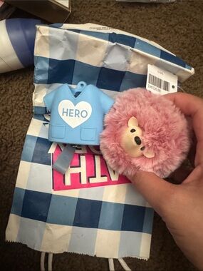 BATH BODY WORKS sanitizer badge holder medical nurse // hedgehog keychain bag